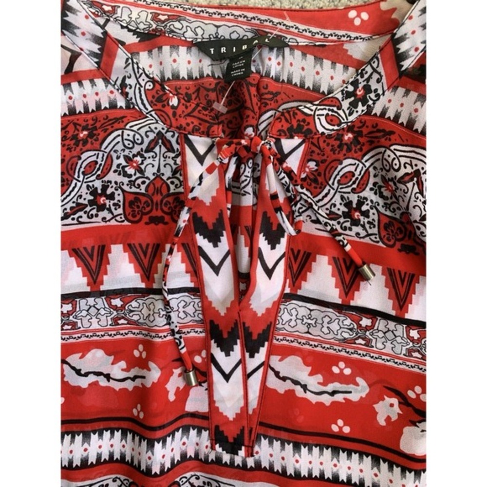 Tribal Brand Women's Long Sleeved Sheer Blouse Boho Lightweight Sizeโ 1X